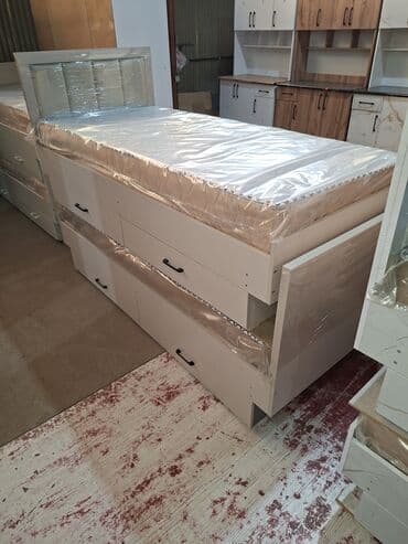 Отургучтар, табуреттер: Бир кишилик керебет, Жаңы, Матрасы бар, узуну - 205 см — 4