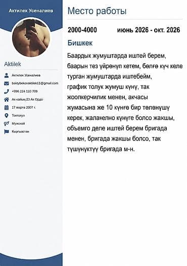Услуга: разнорабочий/подсобный рабочий на стройке (Бишкек) Описание