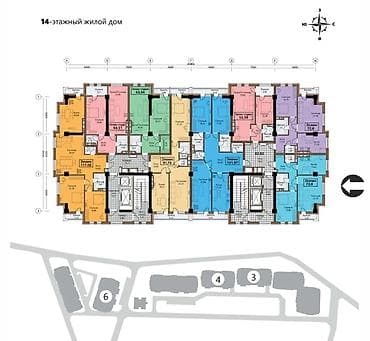 elif: 2 комнаты, 74 м², Элитка, 11 этаж, Готовая ПСО (под самоотделку) — 6