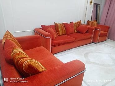 диван версаль: Комплект мягкой мебели, Б/у, цвет - Оранжевый — 1