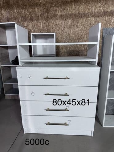 современный платяной шкаф: Комод для одежды, Новый, Без зеркала, ЛДСП, цвет - Белый, Самовывоз — 3