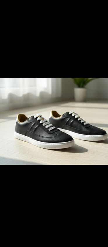 Мужские кеды Hermes - Цвет: черный верх, белые шнурки и белая