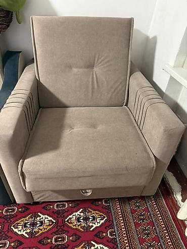 выкатной диван кровать: Кресло-кровать, Б/у, Односпальный, Самовывоз, Платная доставка, цвет - Бежевый — 1