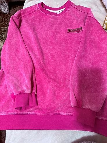 Новый Свитшот Balenciaga, розовый с эффектом варки (acid wash) L, XL -