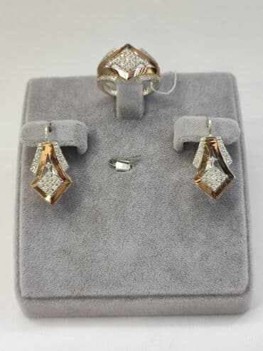 набор пандора: Новая коллекция дизайн под Бриллиант Серебро 925 напыление золото — 3