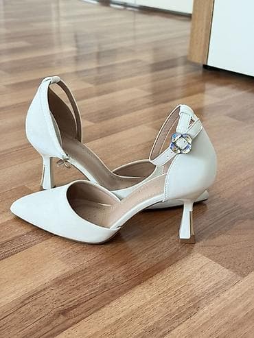 Өтүктөр: Туфли-лодочки женские, элегантные, белые (молочный оттенок) - Форма — 1