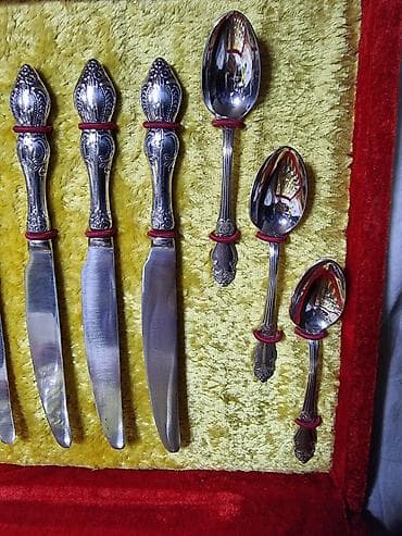 пользовались: СССР, МЕЛЬХИОРОВЫЙ Столовый набор в подарочном футляре Обсолютно — 3