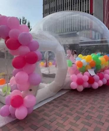 балоник: Прозрачный надувной купол-аттракцион с шарами - Большая прозрачная — 4