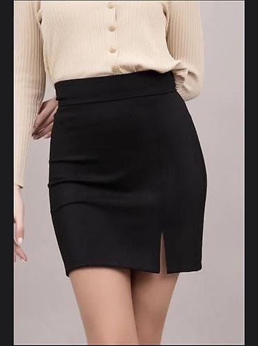 шорты лосины: Юбка, Модель юбки: Прямая, Мини, Высокая талия, С вырезом — 7