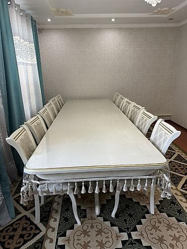 куонный гарнитур: Стол и стул для зала, Б/у, цвет - Белый — 2