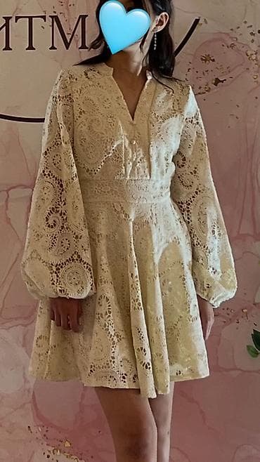 Вечерние платья: Ажурное платье миди/мини из кружева айвори. Было надето один раз на — 1