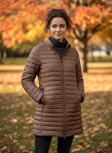 Джинсы: Женское стёганое пальто-пуховик легкого типа. От Old Navy - Цвет — 1