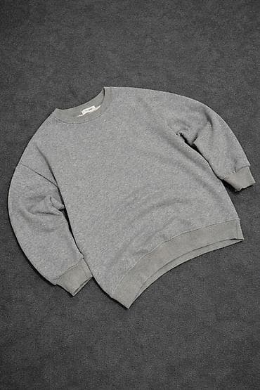 новогодние свитера: Свитшот серого меланжа с круглым вырезом. L,M 170-180см - — 1