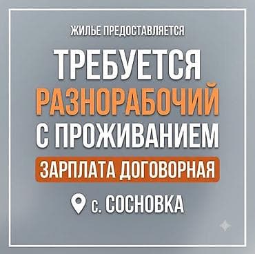 ТРЕБУЕТСЯ РАЗНОРАБОЧИЙ С ПРОЖИВАНИЕМ 📍 Локация: с. Сосновка 💰