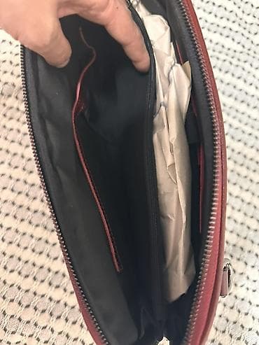 yandex сумка: Сумка-портфель для ноутбука/документов, бордовая - Материал: гладкая — 3