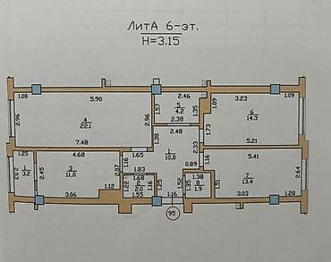 кв без ремонта: 3 комнаты, 83 м² — 9