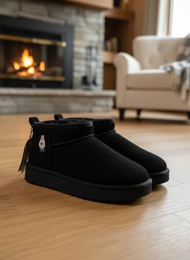 Угги-ботинки WHOOAU, цвет черный - Модель: низкие угги-ботинки с