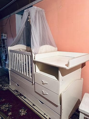 Манеж-кровать, Новый, С комодом, Дерево
