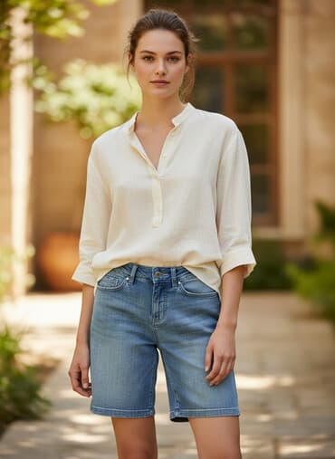 женские джинсовые шорты с завышенной талией: Джинсы, S — 1