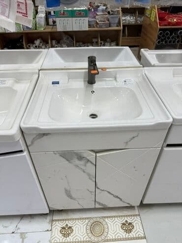 шкафы для ванны: Тумба для ванны, С раковиной, цвет - Белый — 3