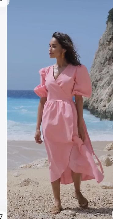 одноразовые фартуки: Повседневное платье, Лето, Длинная модель, На запах, S, M, L — 2