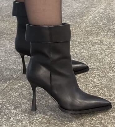 Женские ботильоны на шпильке - Цвет: черный, матовая гладкая кожа -