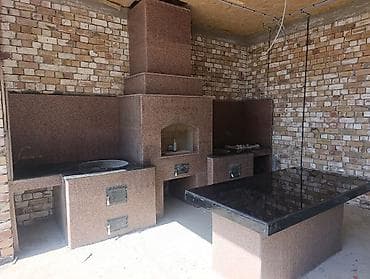 тандыр для дома: Уличный кухонный комплекс из камня/гранита - Многофункциональная зона — 6