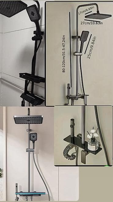 Душевая система с верхним тропическим душем и двумя ручными лейками