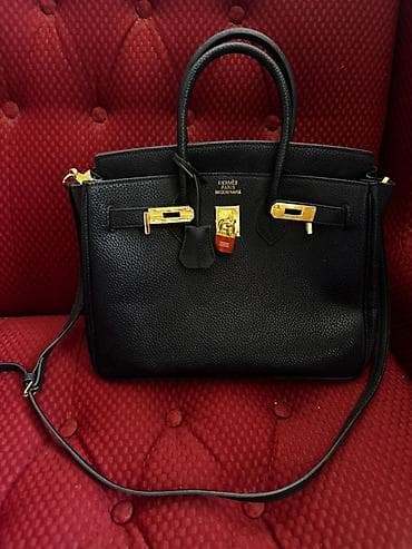 классическая: Сумка-тоут в классическом стиле Birkin, черного цвета. - Материал — 2
