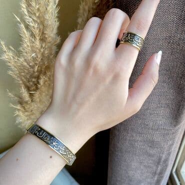 свадебные платья для покрытых: Кольцо с арабской каллиграфией, выполненное из металла под старину — 3