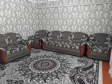 стульев для гостиной: Комплект мягкой мебели, Б/у, Самовывоз, цвет - Серый — 2