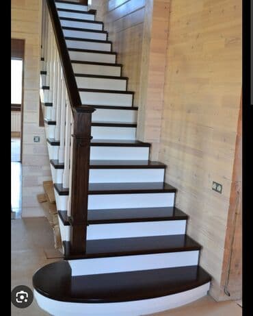 Дизайн, проектирование: Деревянная лестница Для дома, Форма лестницы: П-образная — 25