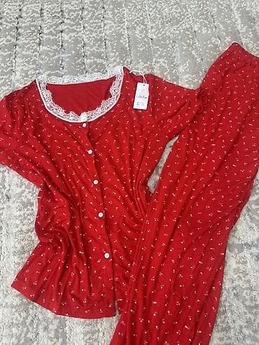 пижамные костюмы: Женская пижама комплект - Двухпредметный набор: рубашка на пуговицах — 8