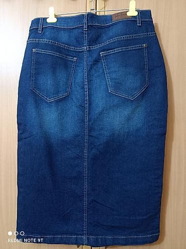 Другая женская одежда: Юбка, Модель юбки: Прямая, Миди, Джинс, По талии — 2