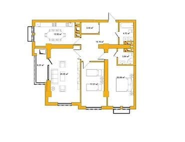 2 комнаты, 79 м², Южная Магистраль Элитка, 13 этаж, ПСО (под самоотделку) — 9