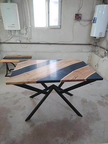 стол из эпоксидки: Кухонный стол, Новый, Прямоугольный, Нераскладной — 1