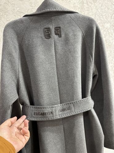 длинное трикотажное платье с капюшоном: Пальто, Халат, Осень-весна, Драп, Длинная модель, С поясом, XL — 3