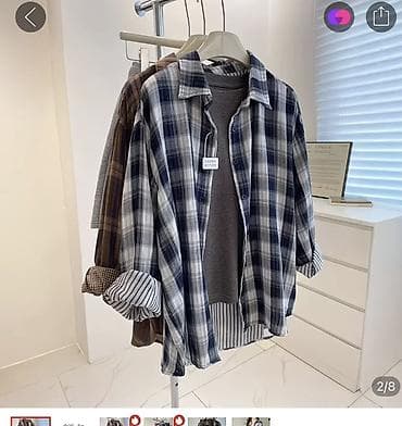 Рубашка в клетку свободного кроя - Свободный силуэт oversize