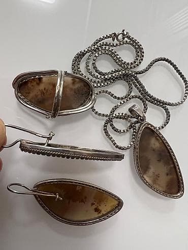 amber elixir: Комплект украшений из натурального дендритового мохового агата в — 8