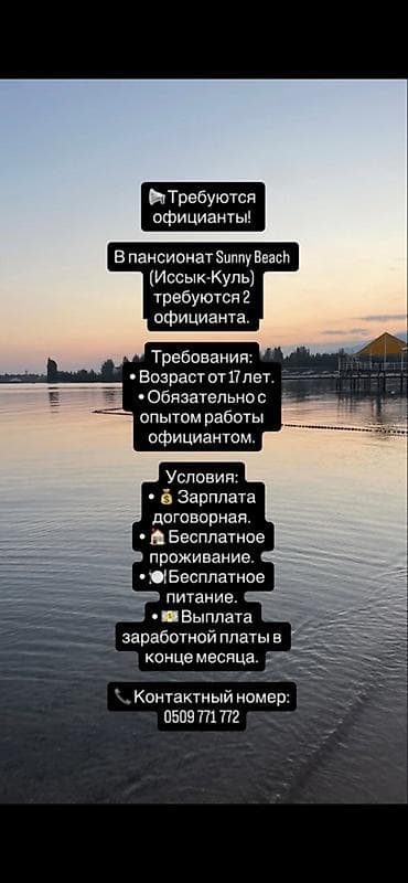 Требуется Официант Менее года опыта, Оплата: Ежемесячно at lalafo.kg Требуется Официант Менее года опыта, Оплата: Ежемесячно