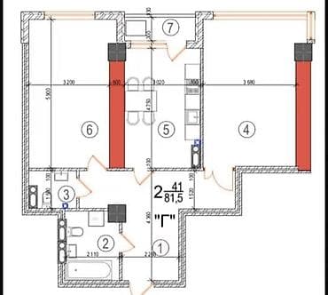 2 комнаты, 81 м², ЗАГС/Цирк Элитка, ПСО (под самоотделку)