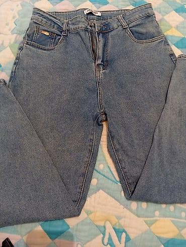 джинсы бананы: Джинсы классические из плотного голубого денима. - Прямой силуэт — 2