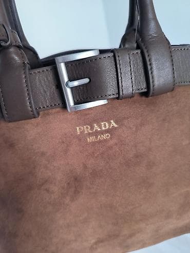 Сумка Prada Milano из замши и гладкой кожи - Материал: корпус из