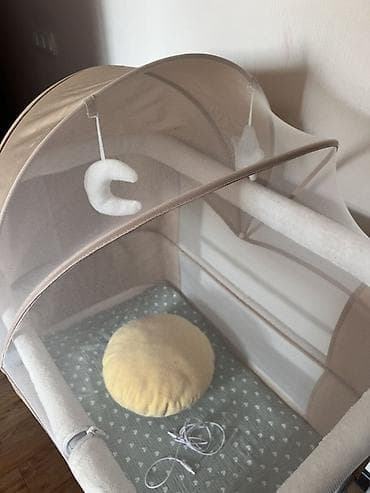 Мебель: Детская приставная кроватка, С колесиками, цвет - Бежевый — 2