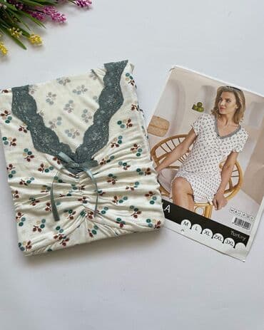 белая ночная сорочка: Ночная сорочка, Вискоза, Длинная модель, L, XS, S — 2