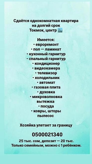 сдаю квартира: 1 комната, Собственник, Без подселения, С мебелью полностью — 1