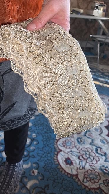 krisha kg: Ажурное кружевное полотно/тесьма бежево‑золотистого цвета. - — 1