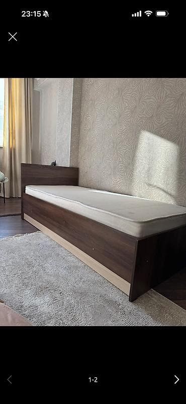 Столдор: Уктоочу бөлмө гарнитуру, Бир кишилик керебет, ДСП, түсү - Күрөң — 4