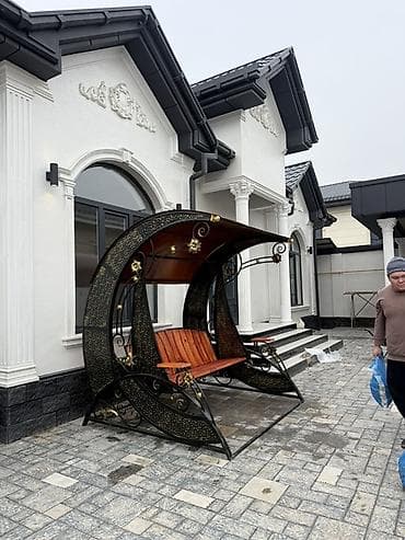 Садовые качели Металл, Со спинкой, С крышей