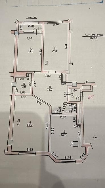 квартира медакадемия: 3 комнаты, 54 м², Мед Академия Элитка, 9 этаж, Евроремонт — 4